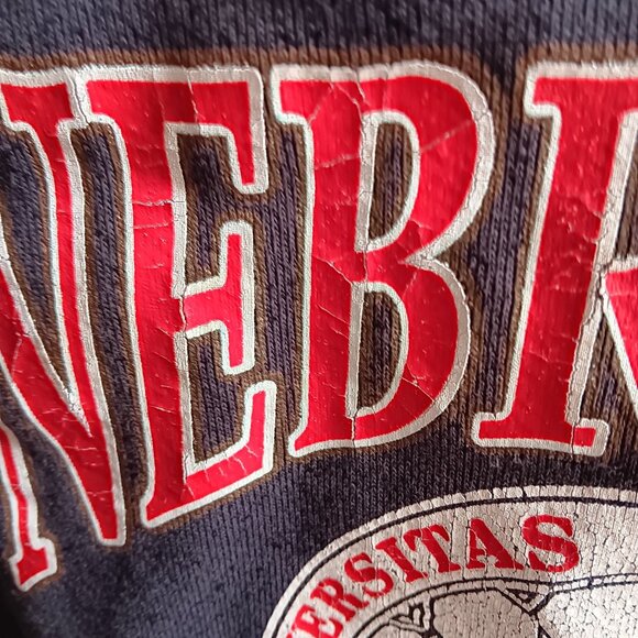 Large Vintage 90's Sweatshirt BIG RED Nebraska Cornhuskers Half-Zip Pullover USA - Picture 5 of 10